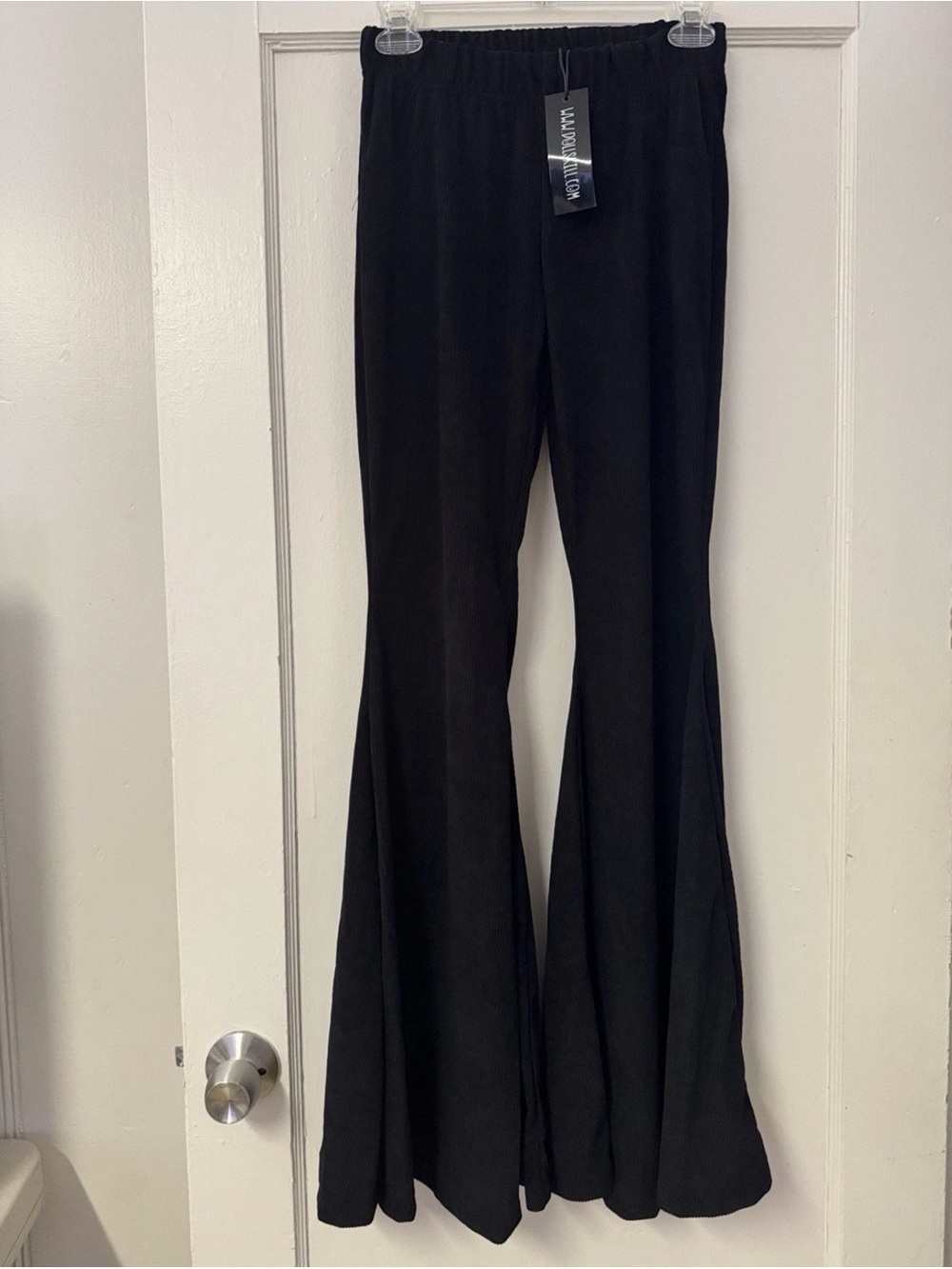 Dolls Kill Current Mood Never Mind Flare Pants Black Corduroy Sz XS NEW NWT